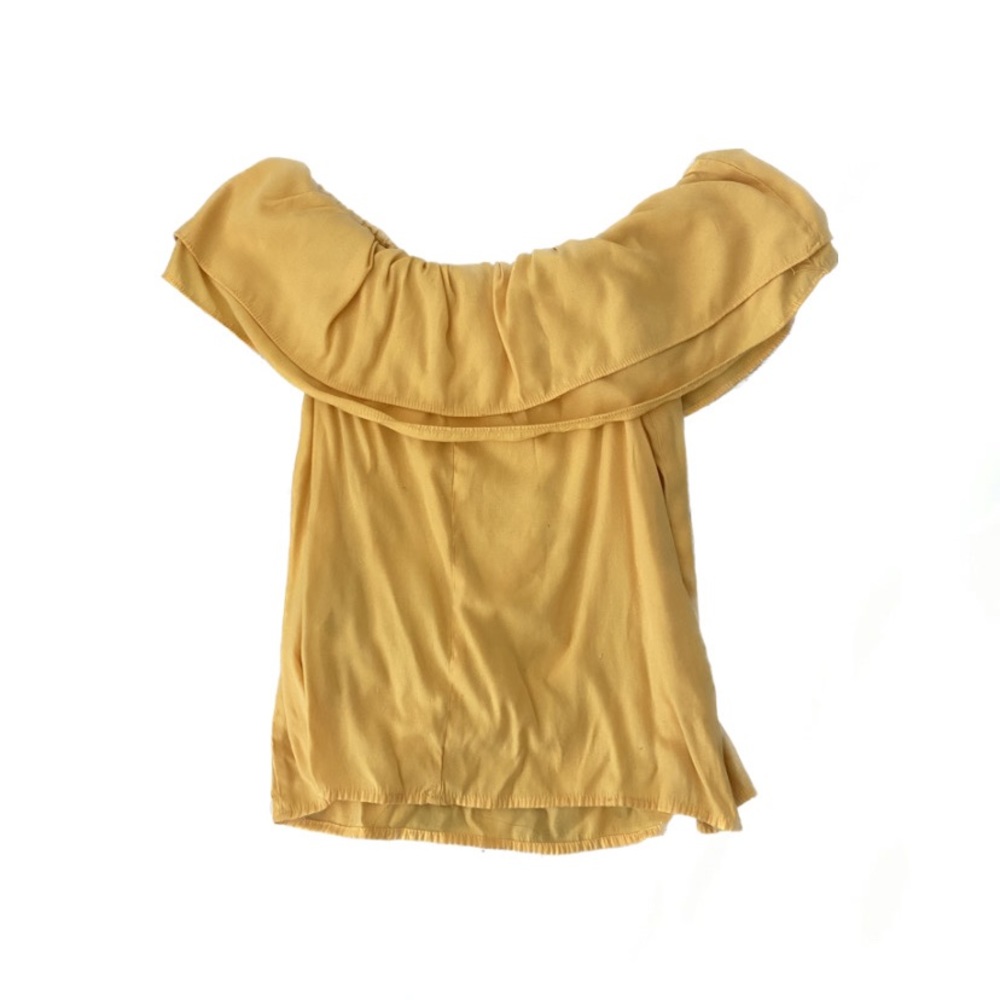 Forever21 Yellow Off The Shoulder Ruffle Top
